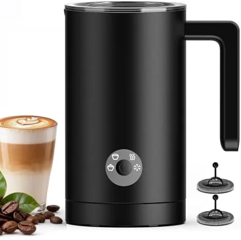 kourice 4 in 1 electric milk frother steamer automatic frother machine barista style hot cold foam for lattes cappuccinos iced coffee quiet one touch easy to clean