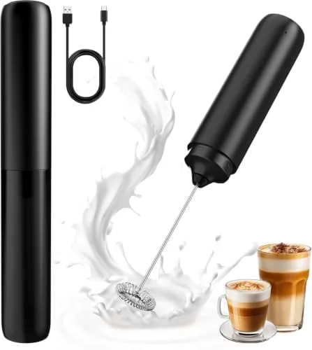 rechargeable milk frother handheld coffee frother wand drink mixer with cover electric whisk coffee mixer for matcha lattes cappuccino hot chocolate